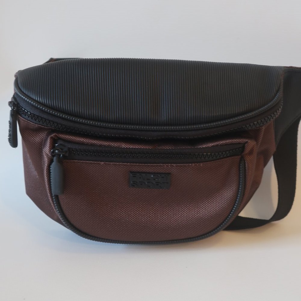 Carlos Falchi Brown and Black Nylon Belt Bag